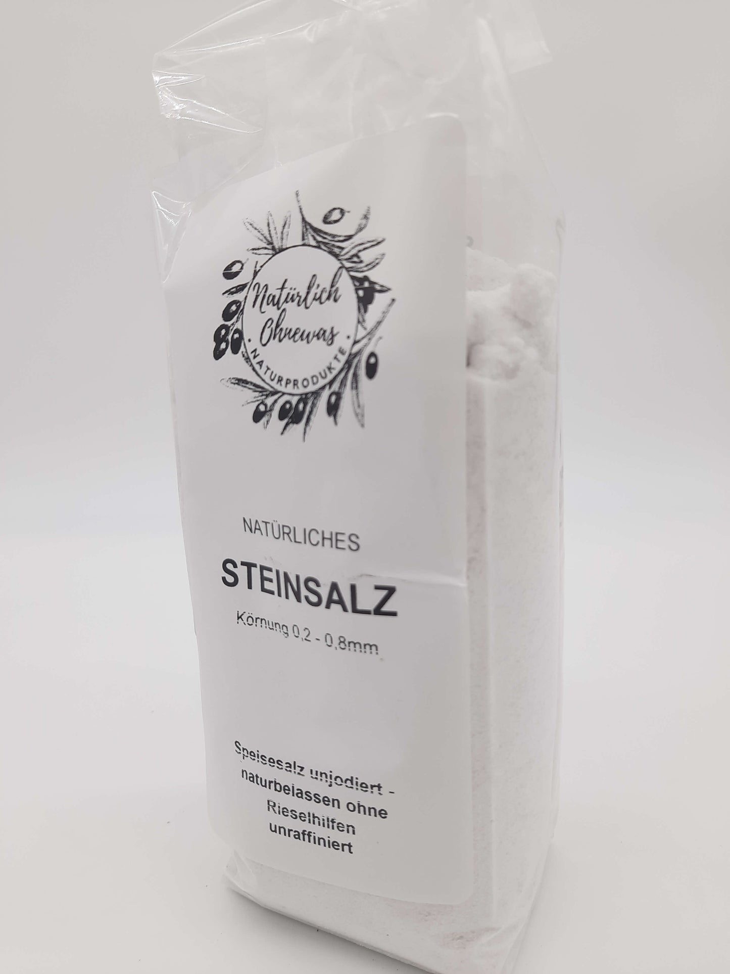 natürliches Steinsalz, 750g Körnung 0,2-0,8 mm